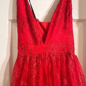 Fashion Nova Red Lace Maxi Dress